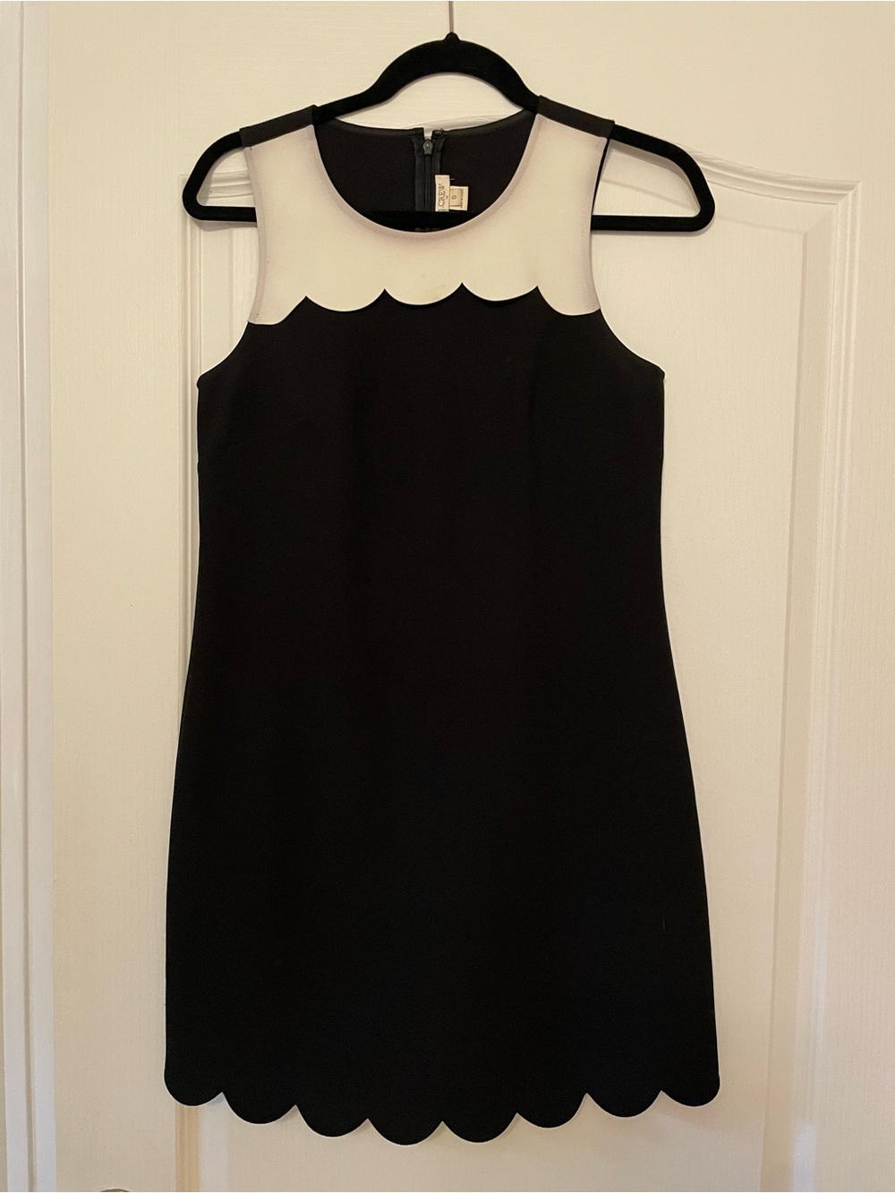 J. Crew Black and White Scalloped Shift Dress